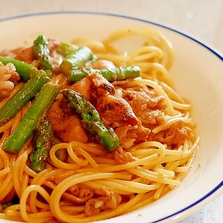 金沢のいしる麹で！豚肉とアスパラのパスタ